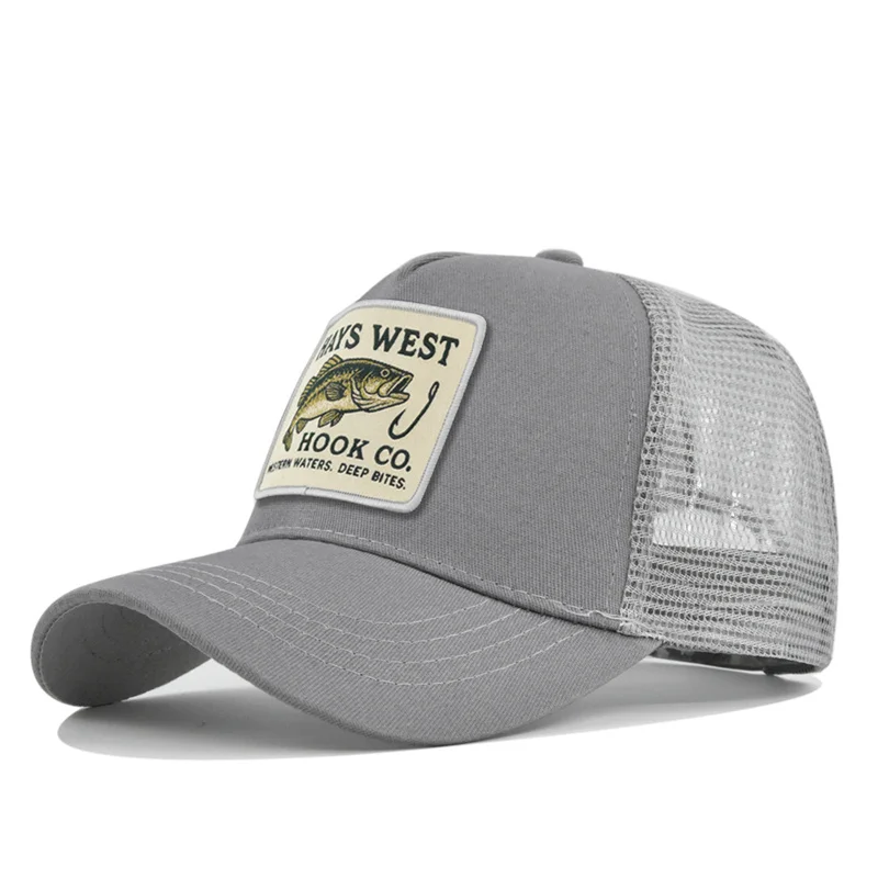 Hochwertige Angler-Baseballkappe mit Stickerei für Herren und Damen, Outdoor-Angler-Snapback-Mesh-Kappe, atmungsaktiver Sonnenschutz, Dad-Trucker-Hut