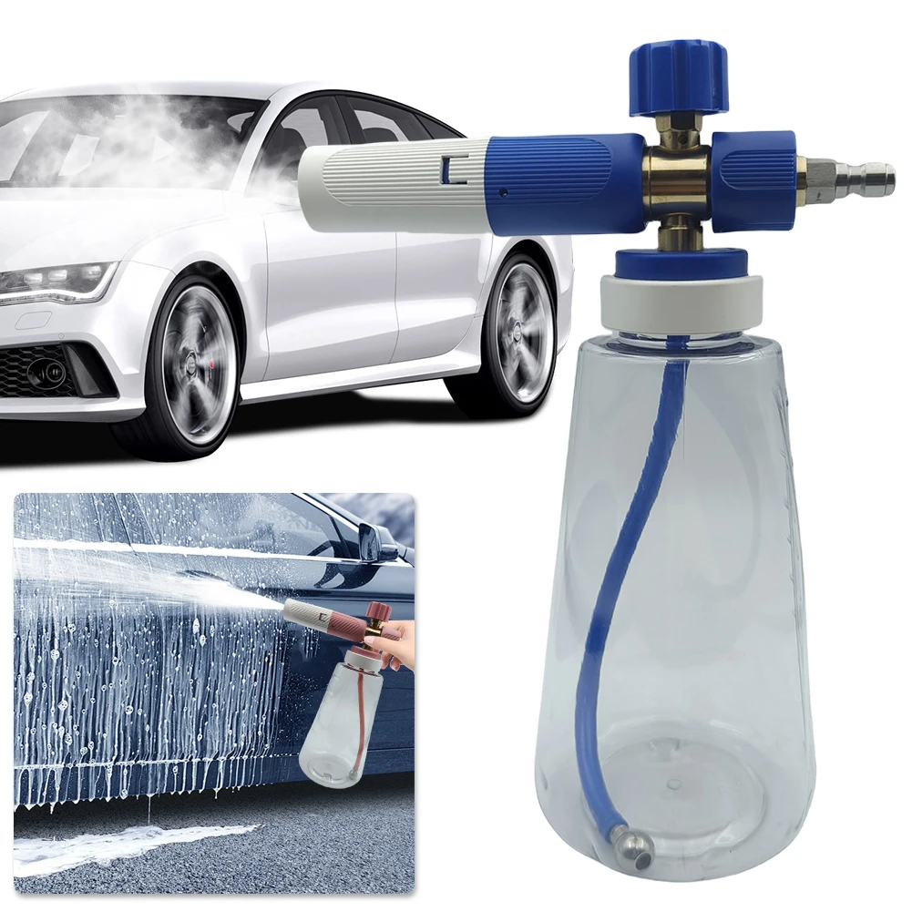 Buse de mousse, Lance de mousse de neige, pulvérisateur de bouteille de mousse, Angle réglable avec pression d'air à connexion rapide 1/4, pulvérisateur de mousse pour le lavage de voiture