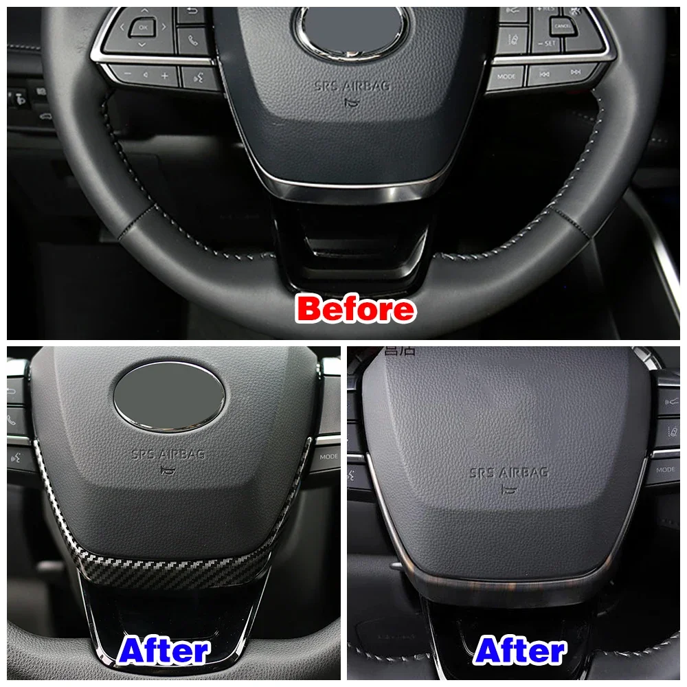 For Toyota Highlander XU70 2020-2025 Car Interior Part Refit Sticker Steering Wheel Center Decorate Trim Frame Sequins Strip