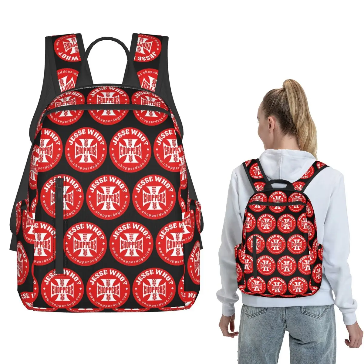 Personalized West Coast Iron Cross Choppers_pixian_ai Backpack Daypack Boys Girls BookBag School Bag Shoulder Bags for Men Women