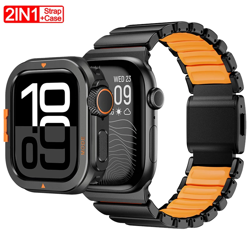 

Титановый ремешок + металлический корпус для Apple Watch Ultra 3/2/1 49 мм, защитный бампер из металлического сплава для Iwatch Series 11 10 46 мм, ремешок
