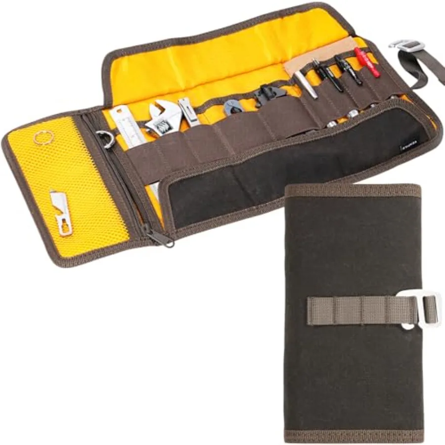 

Сумка-органайзер для инструментов Roll Up Tool Bag Organizer, маленькая рулонная сумка для любителей ручек и техники, из вощеного холста, для ручек и инструментов, многофункциональный органайзер.