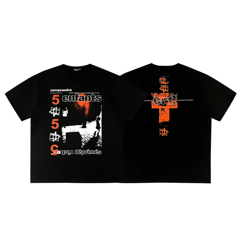 

ERD Depred Second-Generation Retro Street Letter Print American Trendy Brand High Street Pure Cotton round Ne ort S...