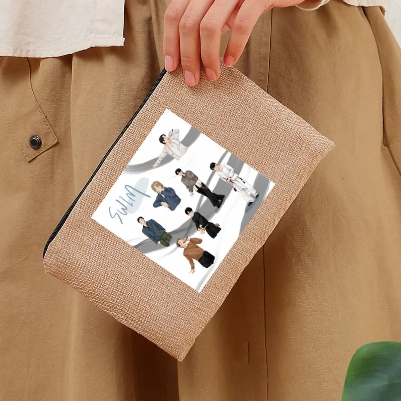 Arirang 2.0 World Tour 2026 Linen Makeup Bag Travel Cosmetic Organizer Toilet Pouch Side Bag for Ladies Purse Kpop Fan Gift