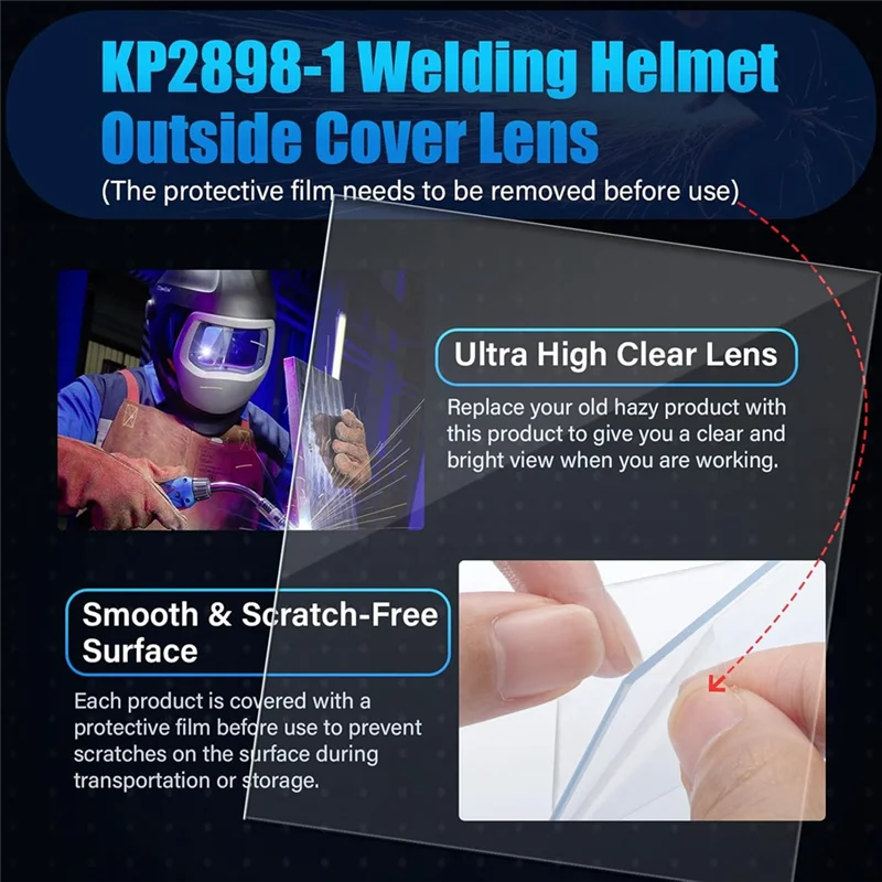 FEDI-3350 Series Outside-Inside Clear Cover Lens Kit For Electric Viking Welding Helmet, KP2898-1 & KP3044-1 - 20 PCS