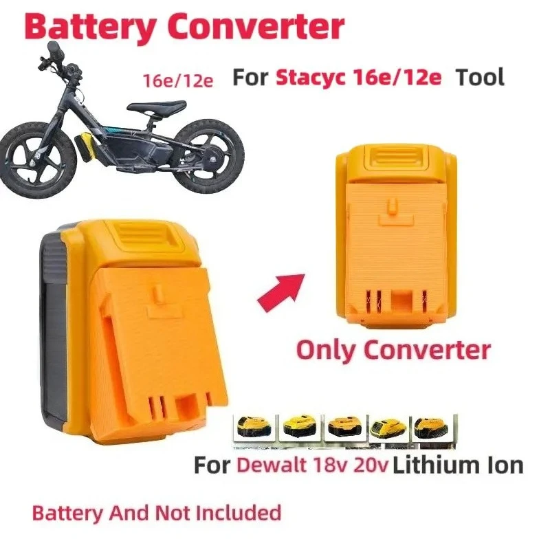 For Stacyc Style Battery Adapter for Dewalt 20V Batteries. Works with All New Stacyc Bikes.