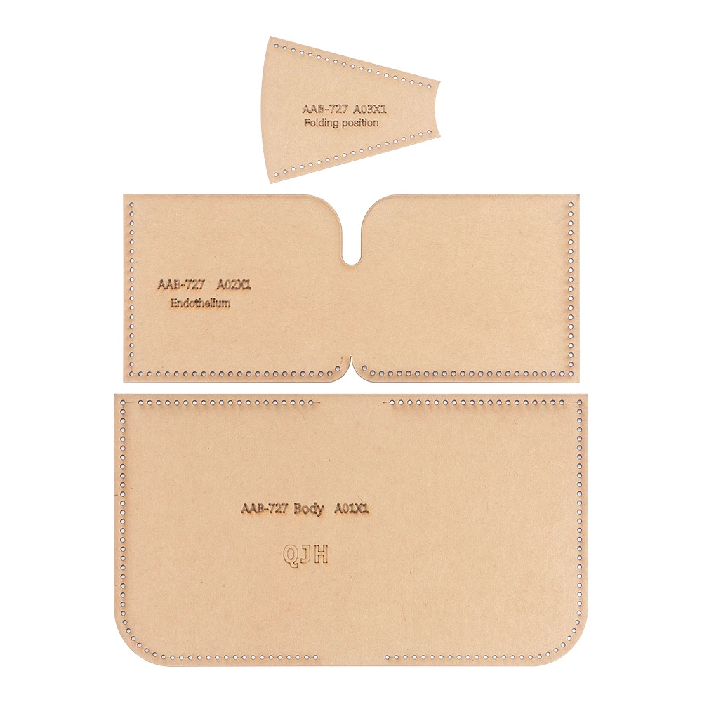 1Set Card Bag, Clutch Bag, Loose Change Storage Bag-Kraft Paper Template, DIY Leather Handmade Crafts-Sewing Template with Holes view 3