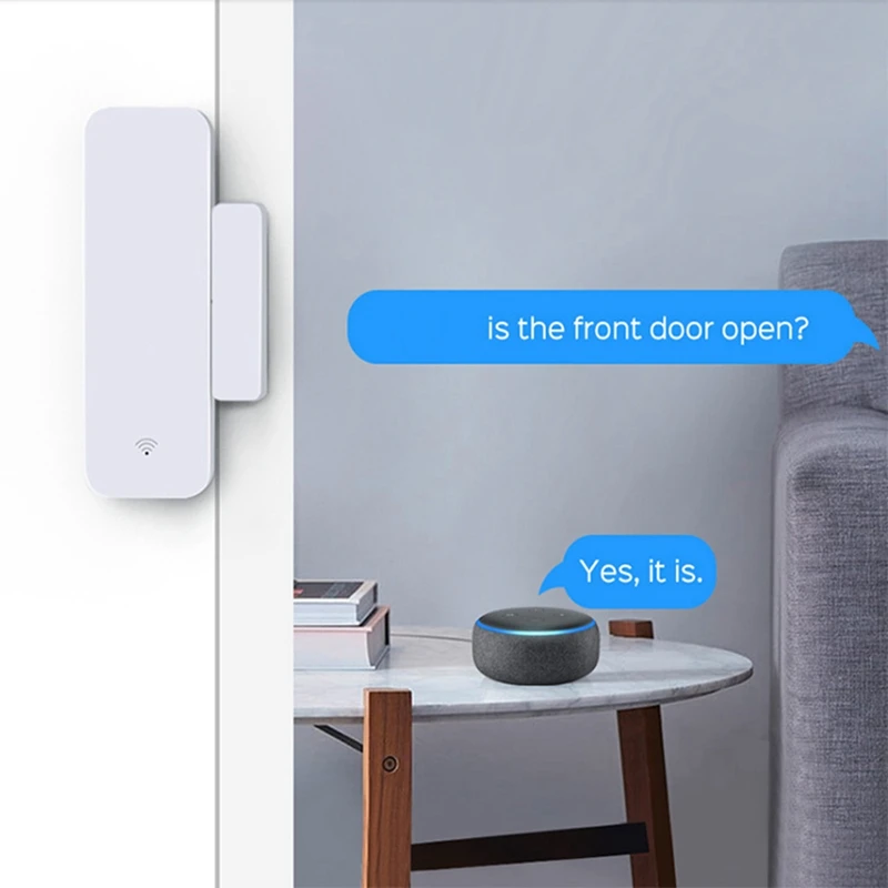 1 Piece Tuya Wifi Door Magnetic Smart Window Sensor Door Door Detector Smart Home Alarm System White For Alexa Google Assistant