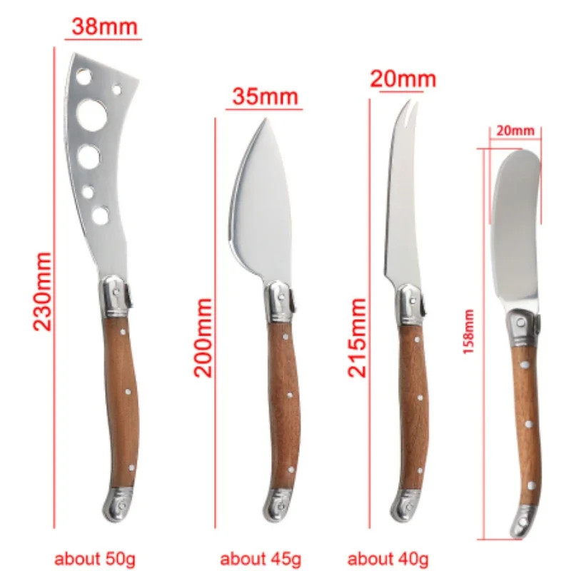 4Pcs Cheese Cleaver & Cheese Slicer Set, Pronged Serving Knives for Home Party Food Preparation