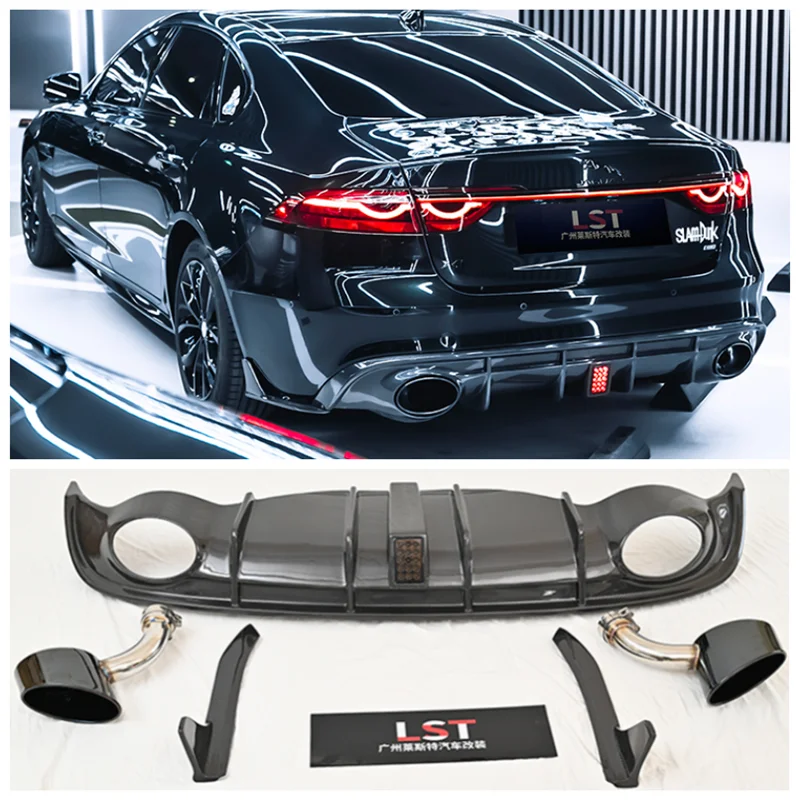 

For Jaguar XF 2021 2022 2023 High Quality Carbon FiberTrunk Bumper Rear Diffuser Exhaust Spoiler Protector Cover(Pilot Light)