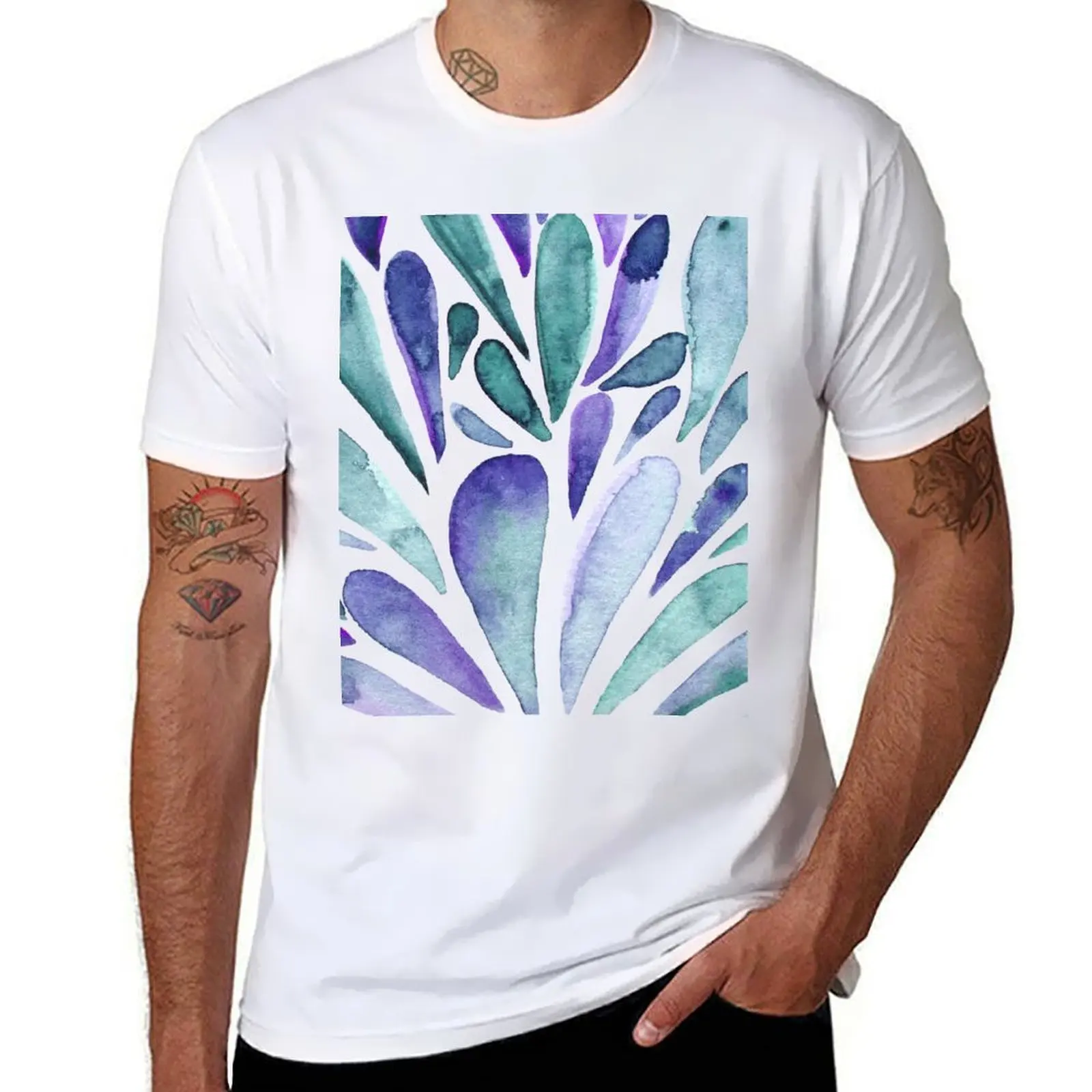 

Watercolor artistic drops - purple and turquoise T-Shirt anime figures oversized t shirt t shirts for men pack