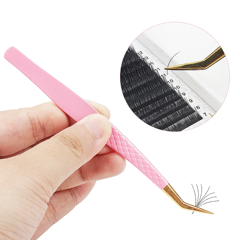 1pcs Pink Stainless Steel Lashes Tweerzers Eyebrow Hair Removal Tweezers High Precision Eyelash Extension Clip Makeup Tools