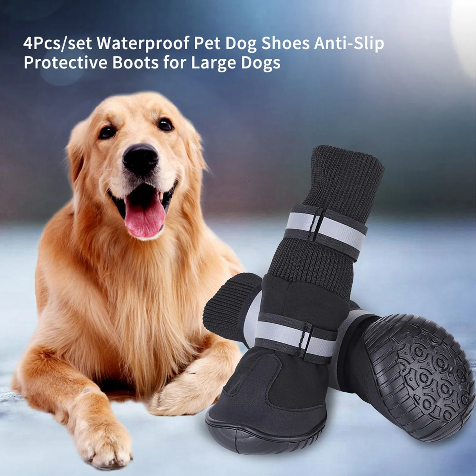 

C2 4Pcs Set Pet Dog Shoes Anti Slip Protective Boots Dog Socks for Large Dogs Cat Waterproof Winter Dog Pet Puppy Shoes For Dogs