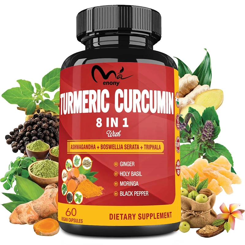 Curcumin Capsules - Contains frankincense, San Guo Bao, ginger, basil, Moringa, and black pepper, 60 capsules