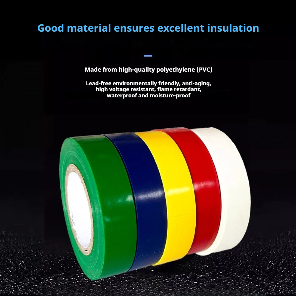 10PCS 18mm 10M/20M Electrical Tape 600V Insulated Electrical Tape High Temperature Resistant Waterproof Tape