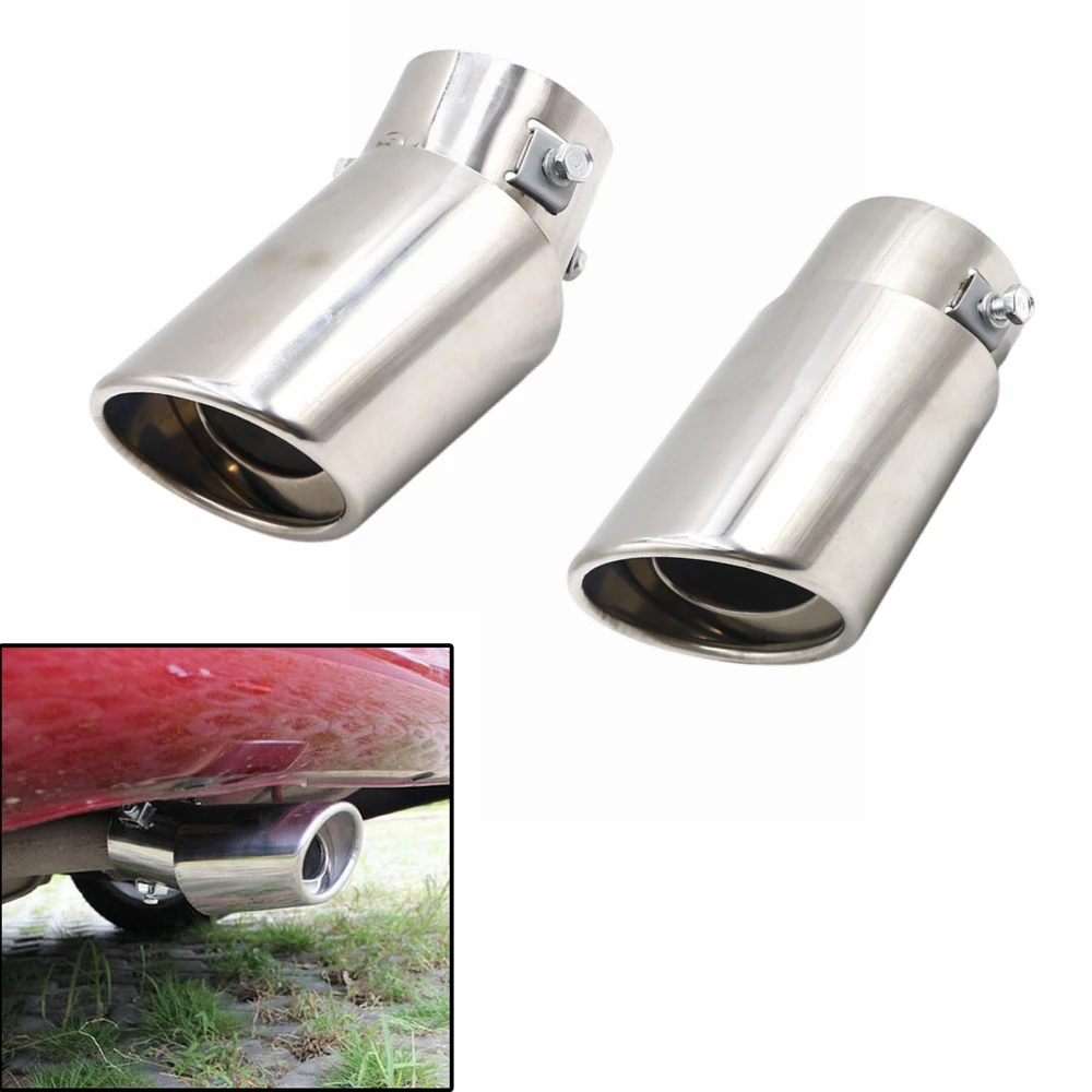 1x Car Universal Stainless Steel Exhaust Tail Throat Rear Muffler Tip Pipe Round