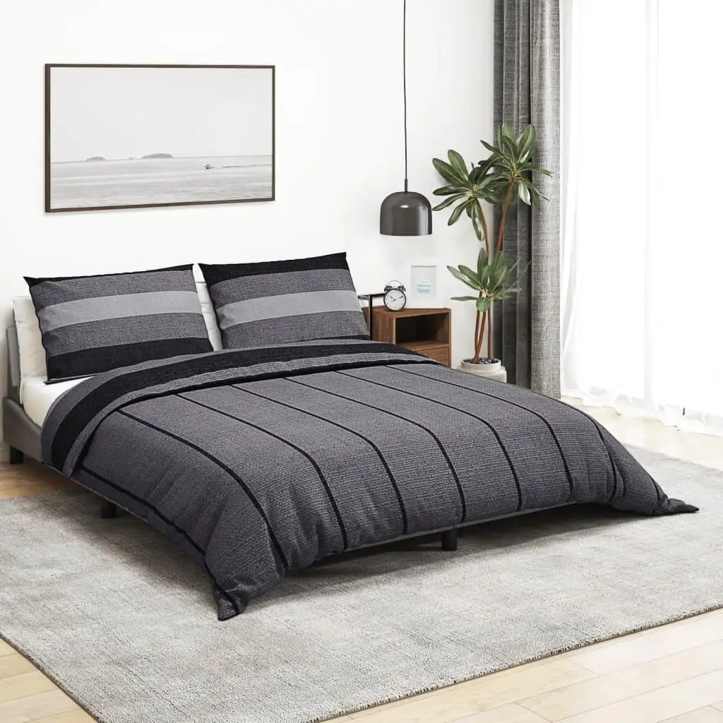 Luxury Dark Grey Cotton Duvet Cover Set 200x200 cm - Soft & Stylish Bedding