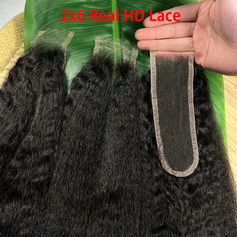 GDYLuxury 2x6 Kinky Straight Human Hhair 2x6 HD Lace Closure Only Melt Skins Real HD Swiss Lace Closure 100% Human Hair
