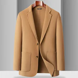 Casual Men's Woolen Coats 2026 Spring Autumn Short Overcoat Solid Color Wool Windbreaker Jacket Business Warm Top Suits Clothing