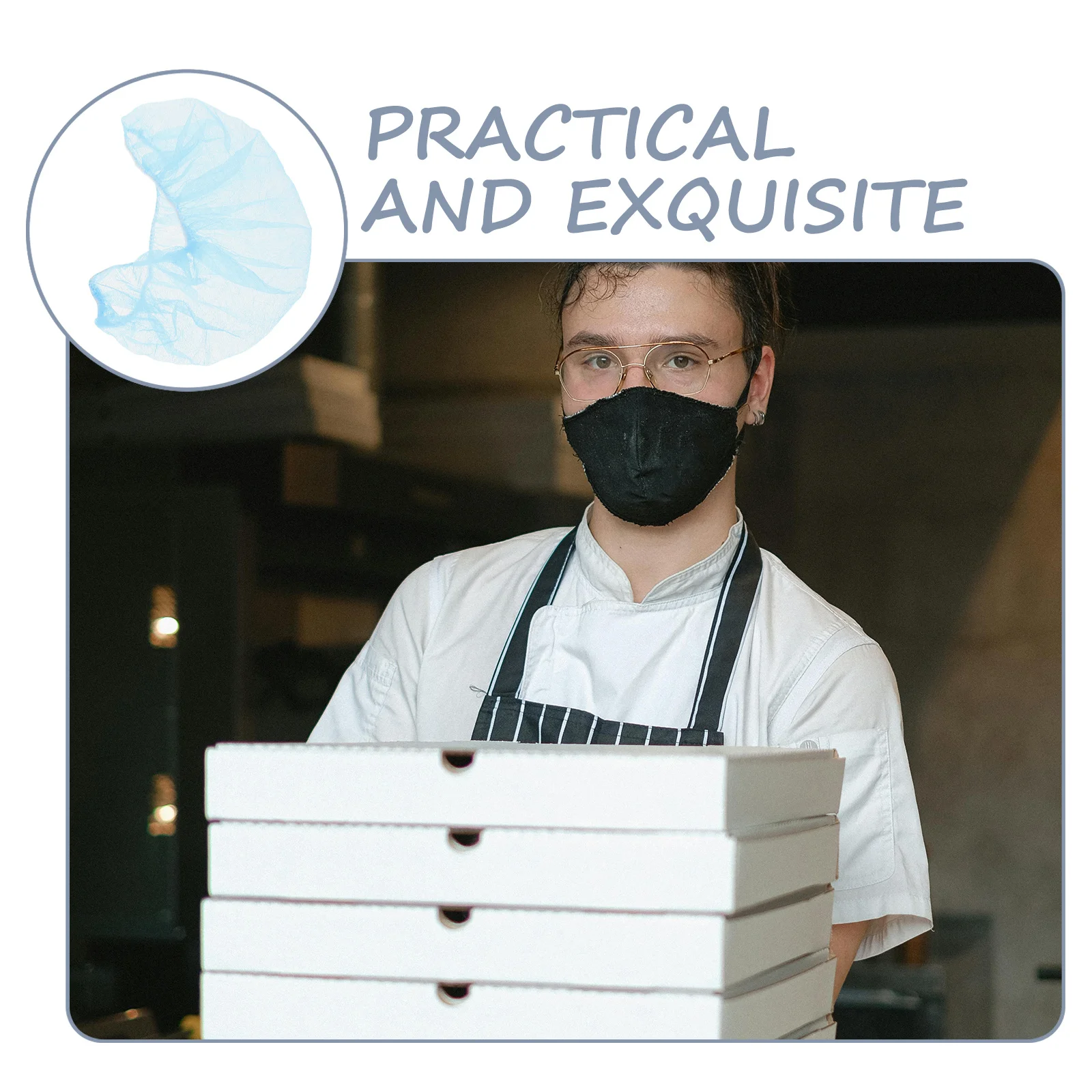 100 قطعة غطاء اللحية القابل للتصرف غير المنسوجة شبكة اللحية المرنة القابلة للتنفس مع حلقات الأذن لتقديم الطعام المطبخ السلامة الصناعية