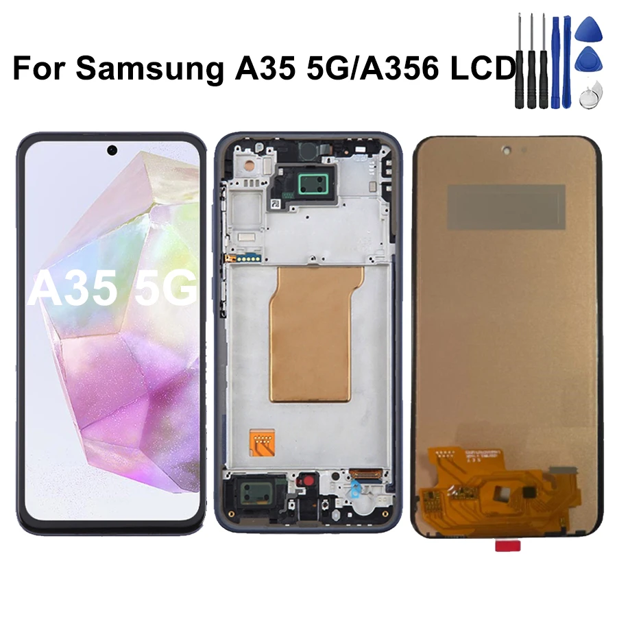 incell For Samsung A35 5G LCD Display With Touch Screen Digitizer Assembly For Samsung A356 Screen With Frame Replacement