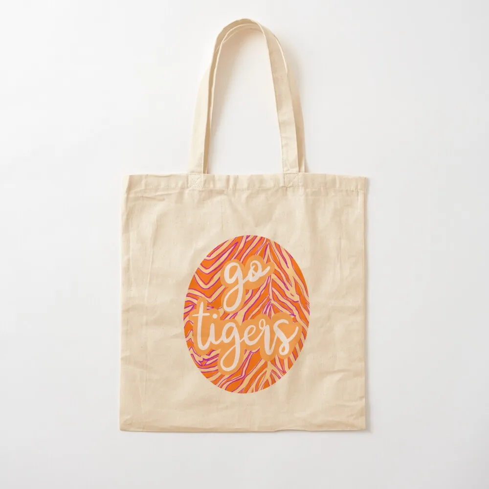 Go Tigers Circular Tote Bag Women bags tote custom women Canvas