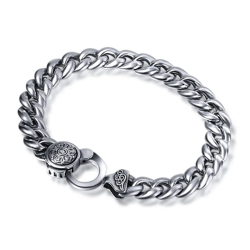 

Real 925 Sterling Silver Bracelet Men 9mm Curb Link Six Mantra Vintage Thai Silver Women's I Do Bracelet 18cm/20cm