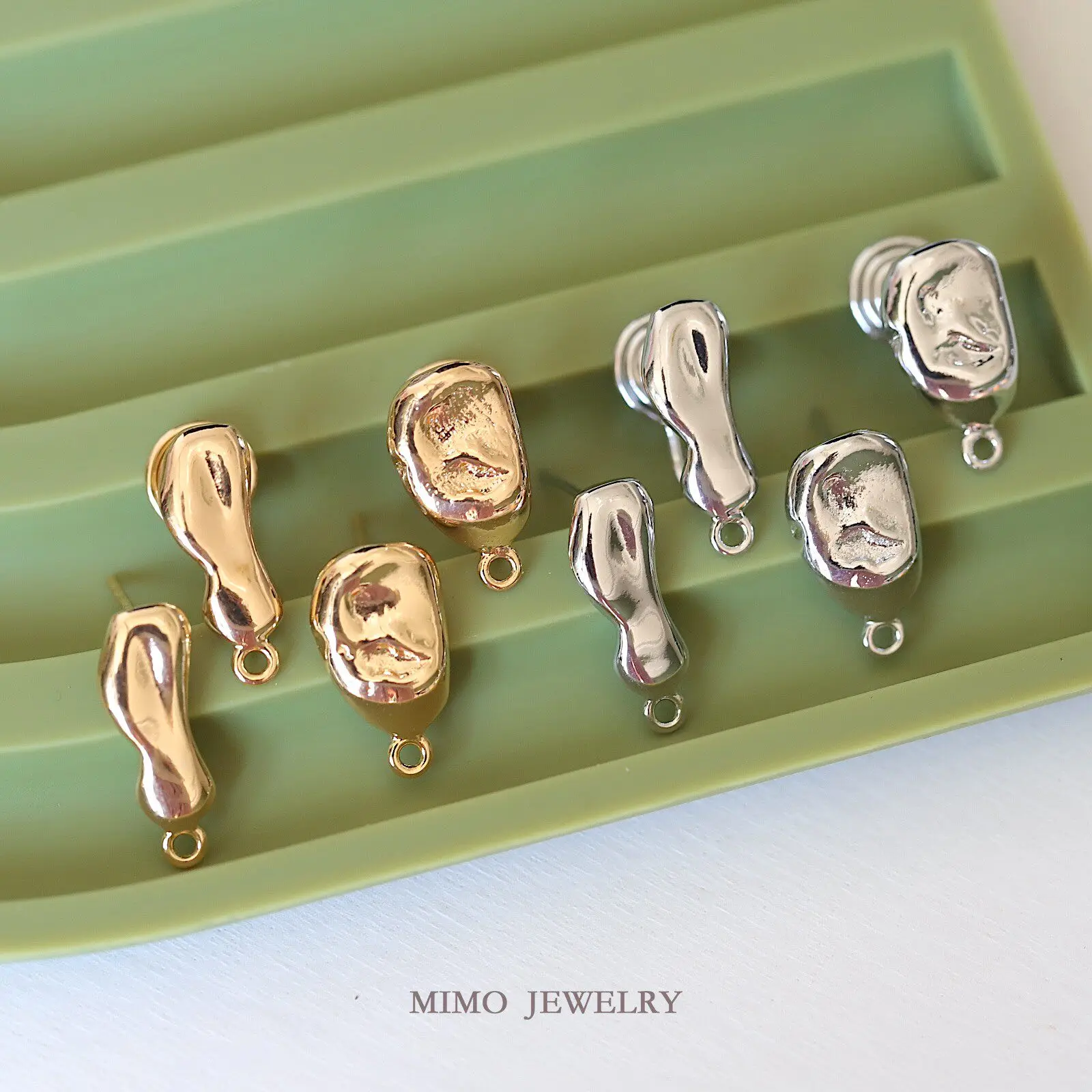 Gold Plated Copper Earrings Base Blank Short Water Drops 925 Silver Needle Ear Clips Stud Settings DIY Jewelry Making Supplies