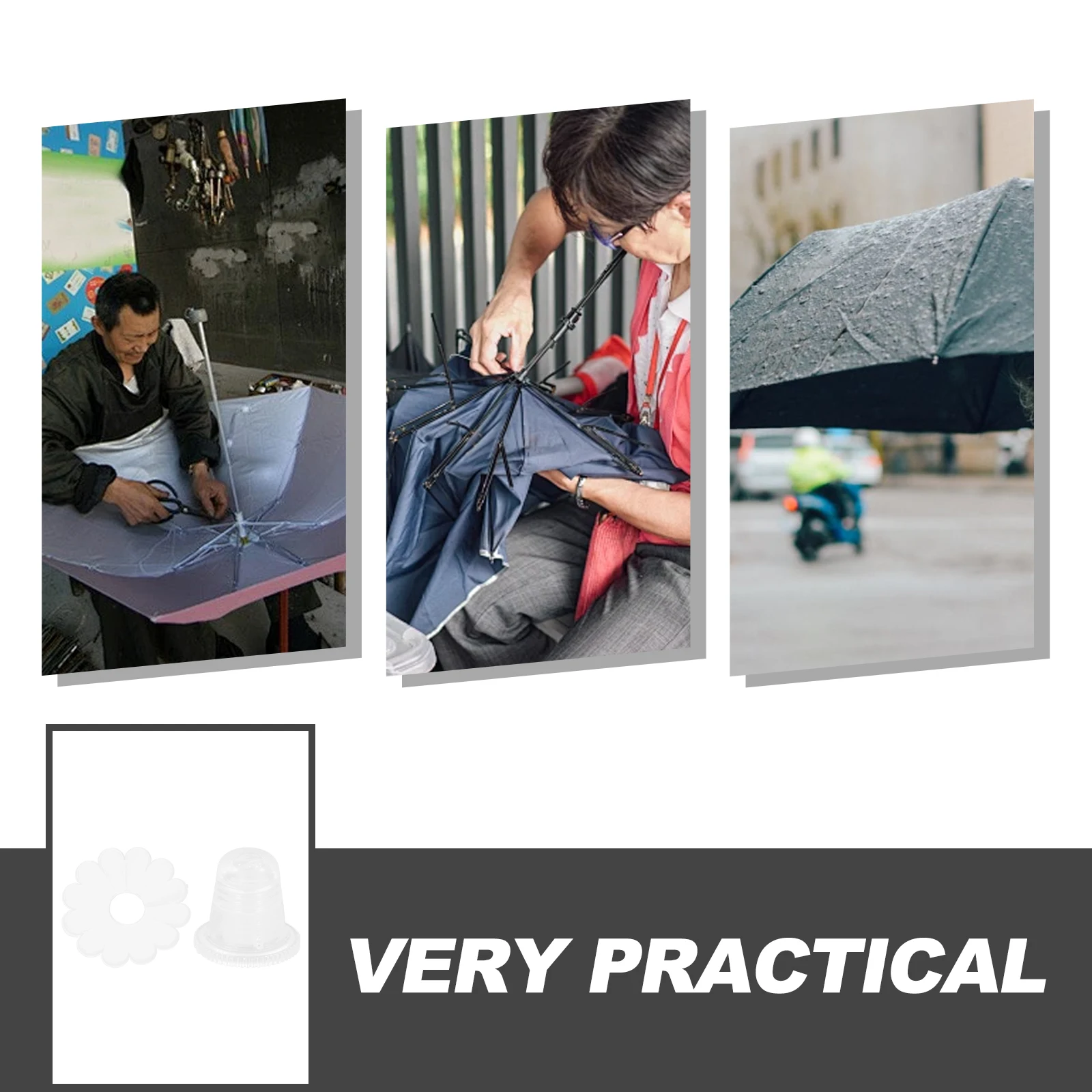 

2Sets Plastic Umbrella Tip Cover Replacement Tops Protective Caps Simple Design Fast Install Sun Umbrella Accessories