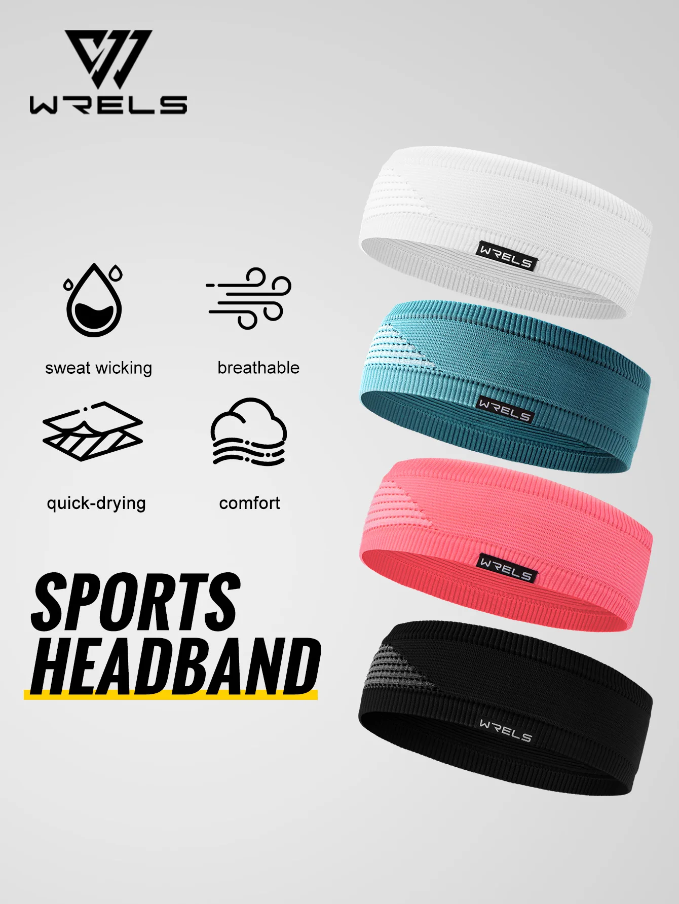 WRELS Elastische Sport-Stirnbänder für Damen und Herren, schweißabsorbierend, rutschfest, Yoga-Haarband, schnell trocknend, für Yoga und Laufen – Detail 2