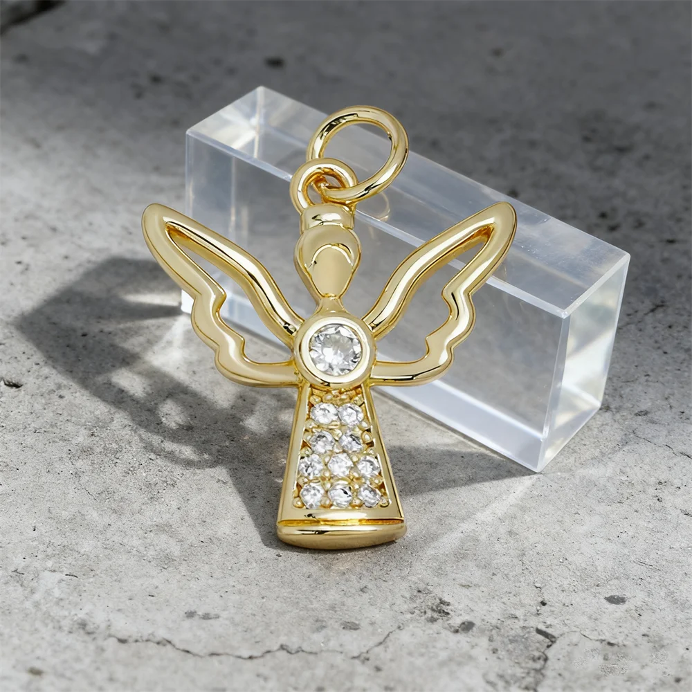 

3Pcs Pendants for DIY Jewelry Necklace Making Brass Cubic Zirconia Angel Bee Bracelet Charms Women Men Fashion Parts Accessory