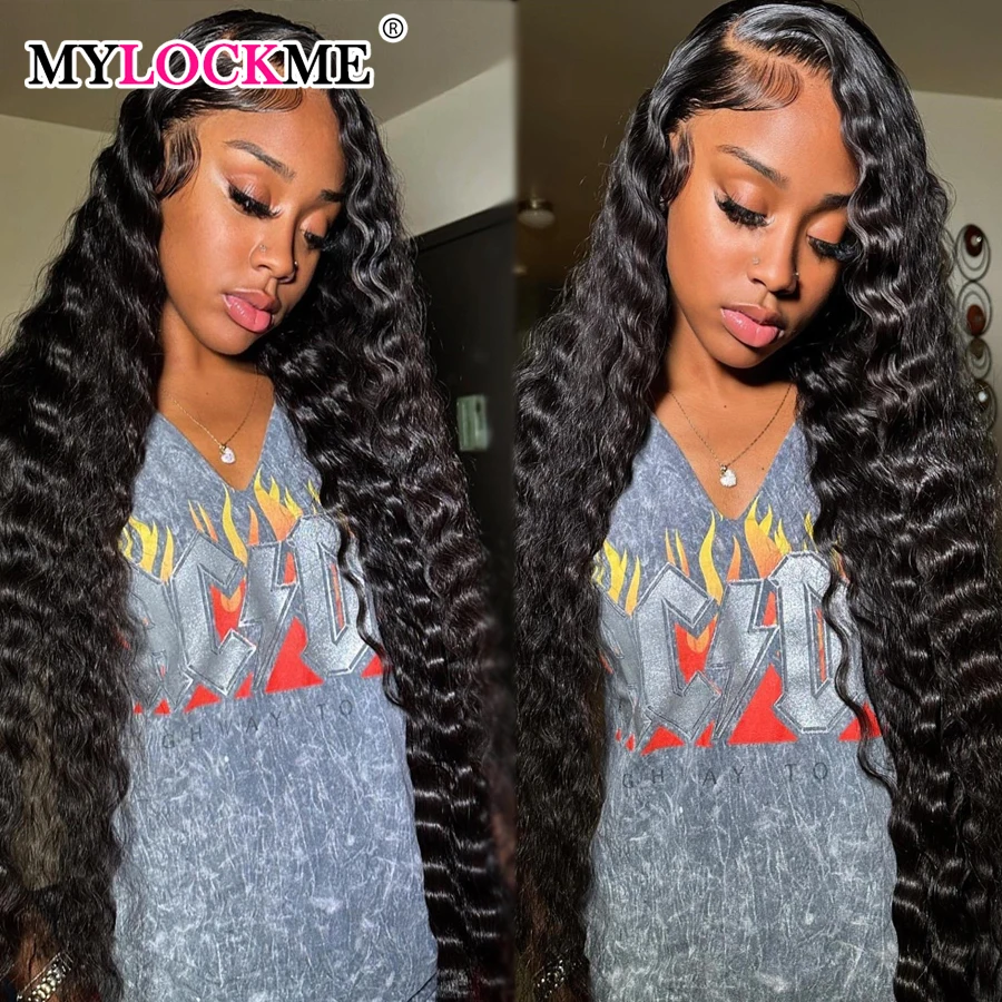 28 30 32 34Inch Deep Wave 13x6 Lace Frontal Wig Transparent 13x4 Water Wave Lace Frontal Human Hair Wigs For Women 4x4 Lace Wig