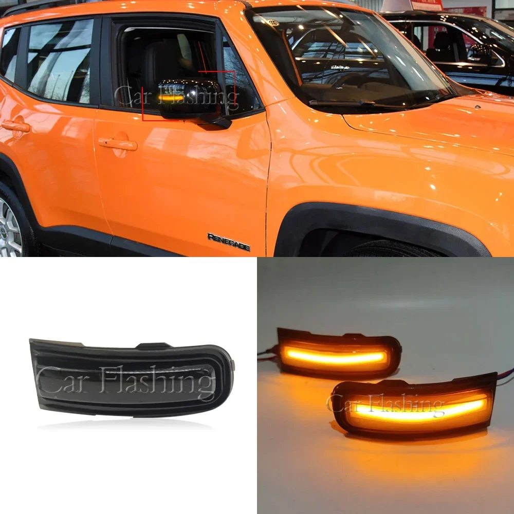 New！ Car LED Dynamic Turn Signal Light For Jeep Renegade 2015-2022 Side Mirror Blinker Arrow Sequential Flasher Repeater Indicat