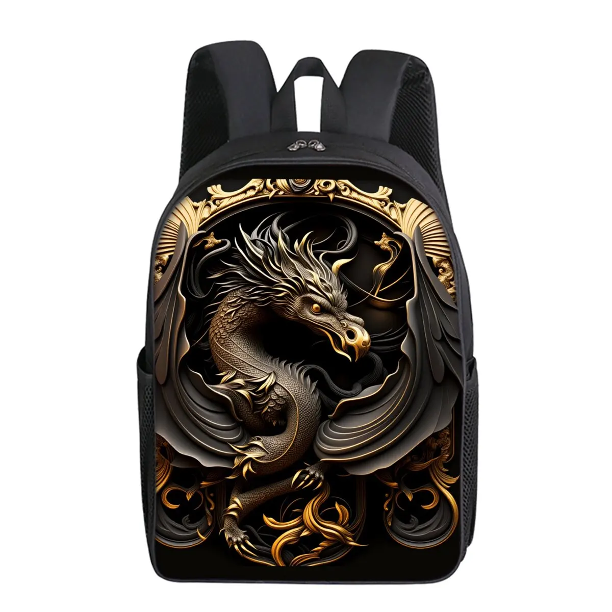 

Metal Dragon Printing Single Layer Backpack for Boy and Girls Best Gifts 2D Flat Cartoon School Bags for Children