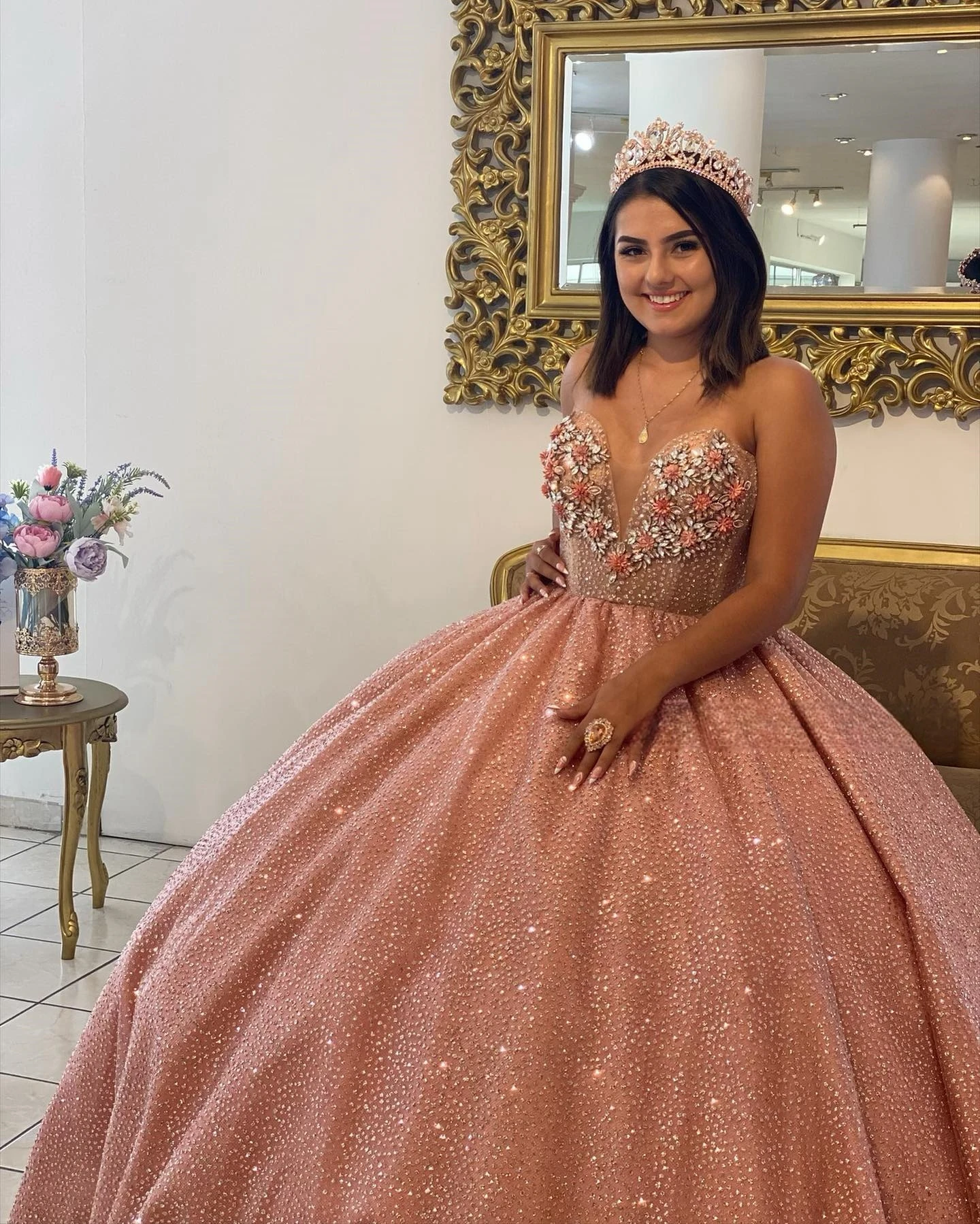 فساتين سباركل برينسيس Quinceanera ، ثوب حفلة ، ترتر على شكل قلب ، فساتين حلوة 16 ، 15 سنة