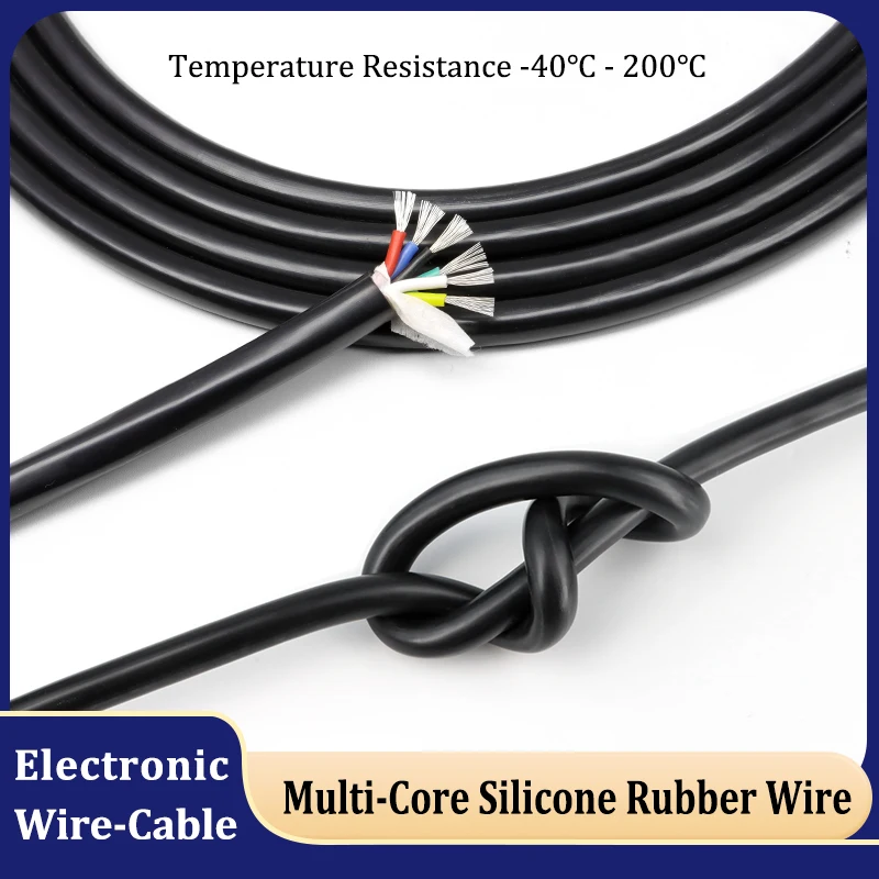

1~10m Soft Silicone Wire Sq 0.3/0.5/0.75/1/1.5/2/2.5/4/6mm Tinned Copper 2 3 4 6Cores High Temperature Resistance Electric Cable