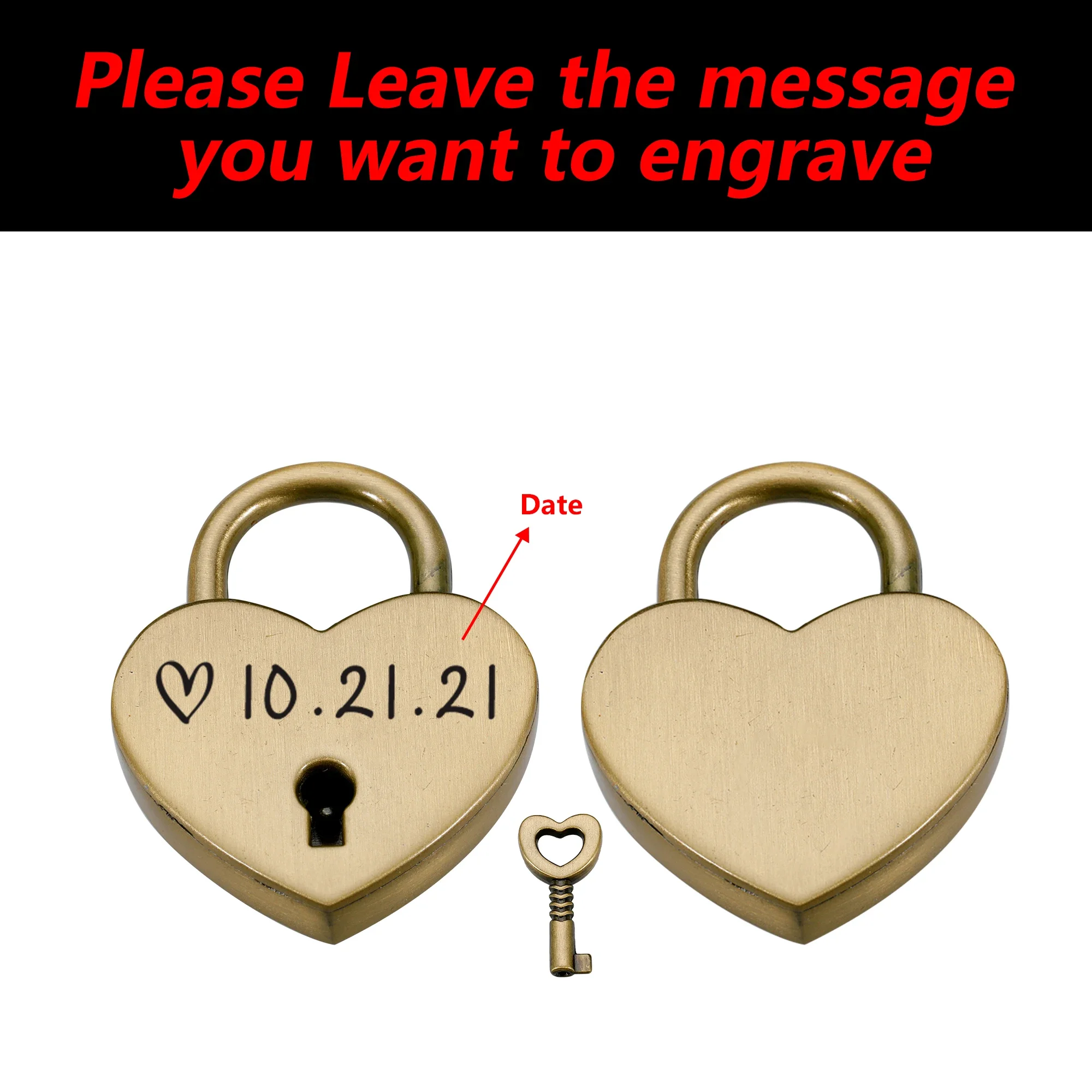 Couple Personalized Love Lock Engraved Date Padlock with Key Travel Security Locks for Boyfriend Girlfriend Valentine's Day Gift