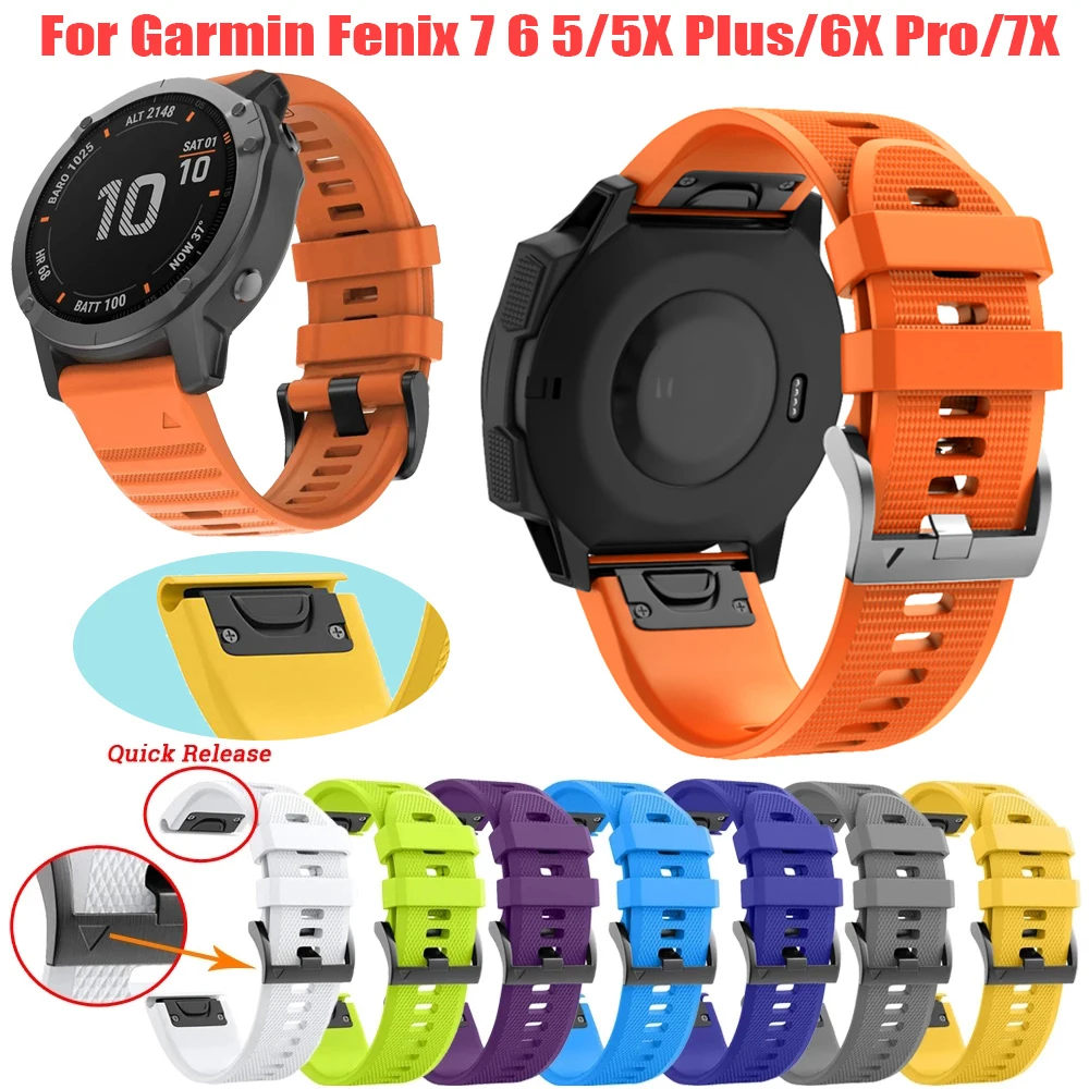 

26 22MM Watchband Strap for Garmin Fenix 8 FE 6X 6 7X 7 5X 5Plus 3HR 945 955 965 Quick Release Silicone Easyfit Wrist Band Strap