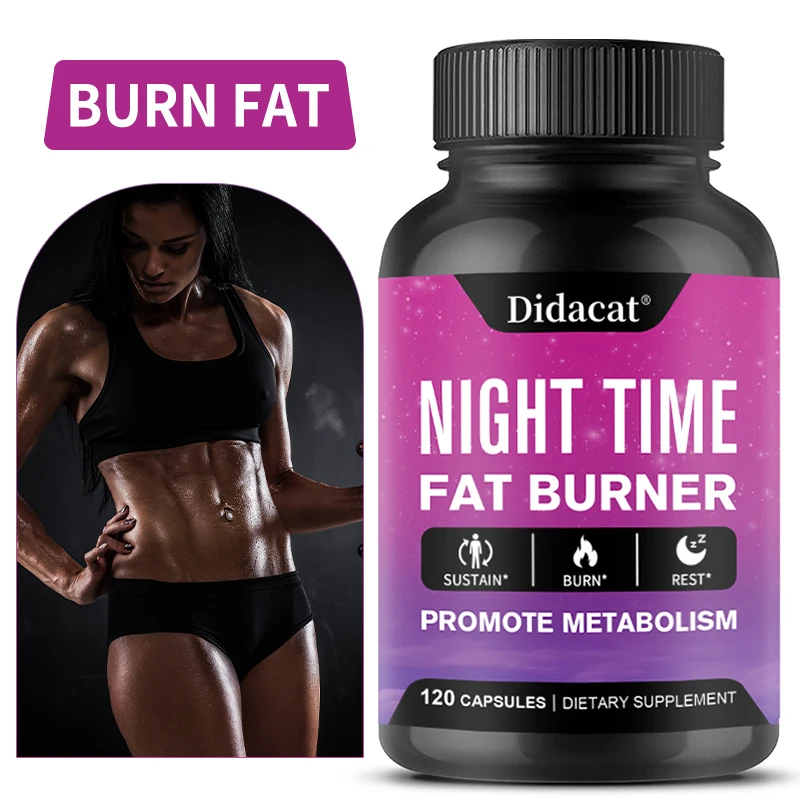 Nighttime Fat Burner Capsules, Thermogenic Metabolism Booster, Appetite & Carb Control, Support Restful Sleep & Immune Wellness