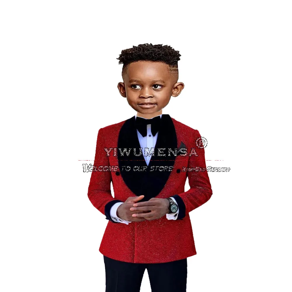 Jungen Anzüge Slim Fit Smoking funkelnden Anzug für Kinder 3 Stück Blazer Jacken Hosen Set Junge Ring Träger Outfit Kinder Geburtstags kleid