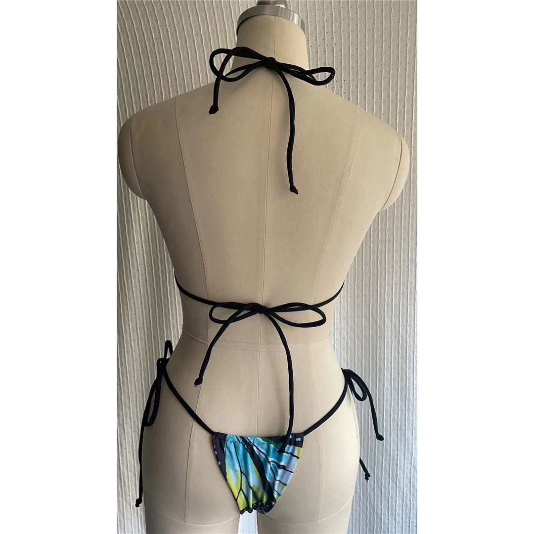 S - XL Sexy bedruckter Neckholder-Bikini mit Polsterung, Damen-Badeanzug, zweiteiliger Bikini-Set, Badebekleidung, Badeanzug, Schwimmbekleidung V4910 – Detail 35