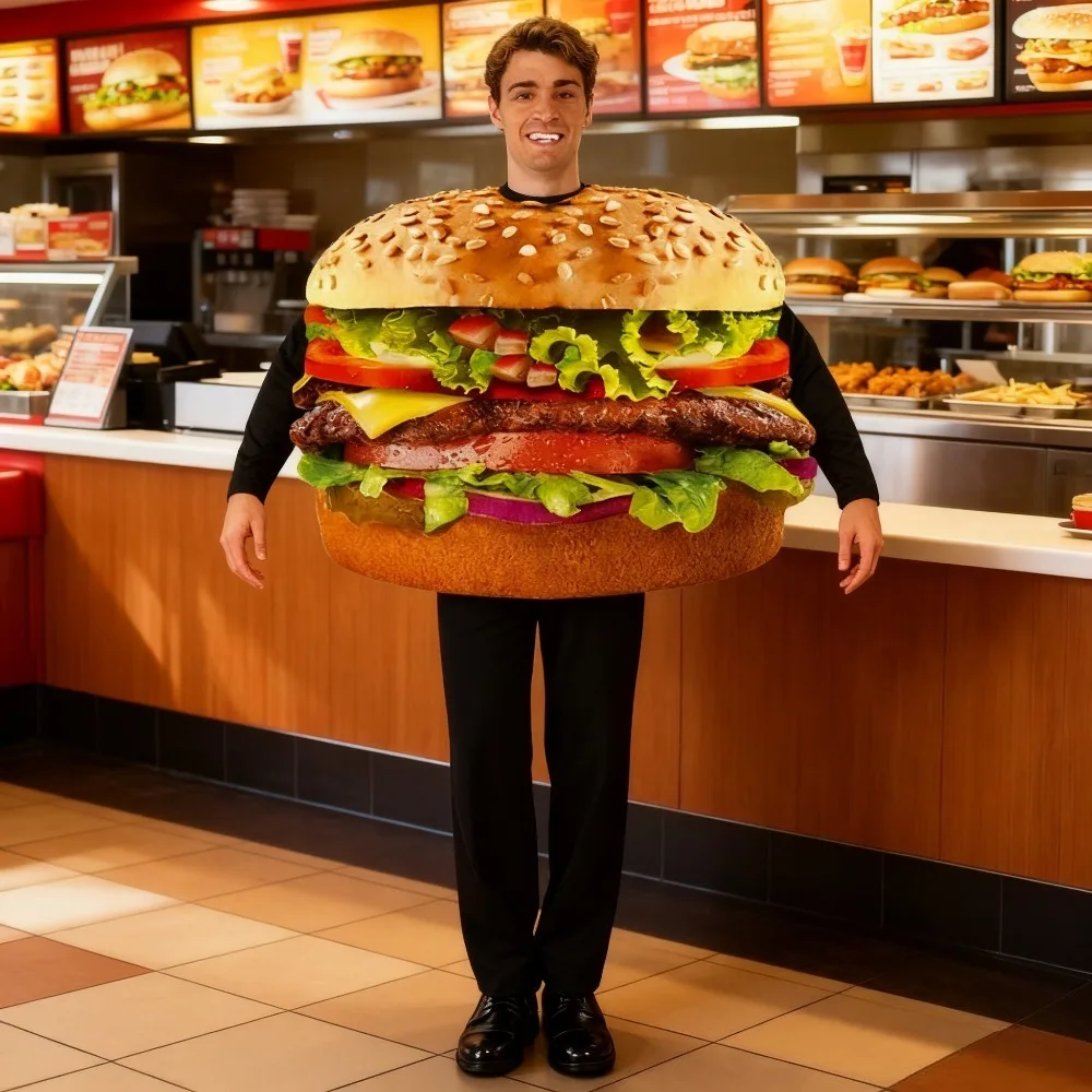زي شخصية همبرغر - زي برغر لكامل الجسم للعروض المسرحية والحفلات التنكرية #2