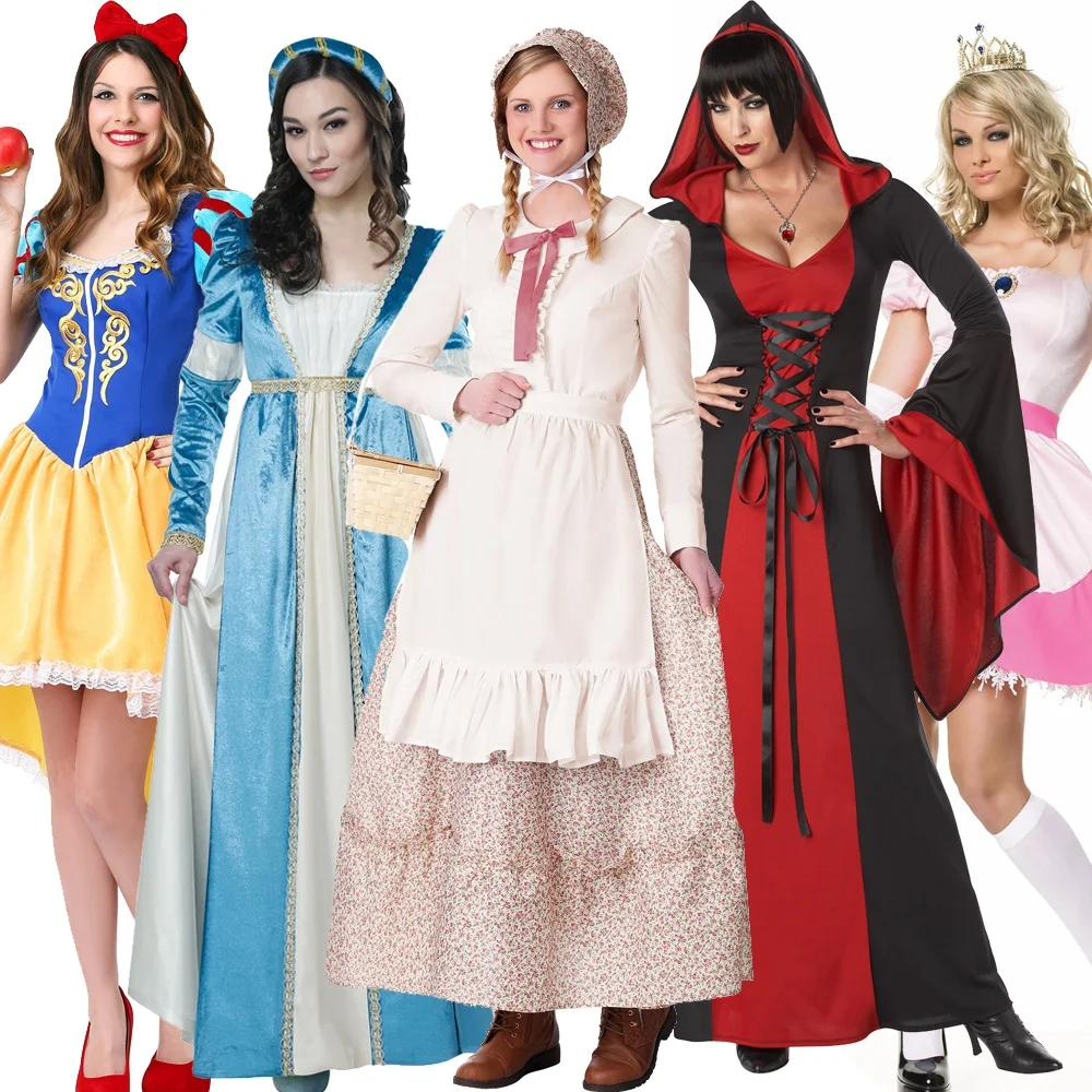 أزياء الهالوين الجنية T S تنورة مطبوعة بالثلج الأبيض سندريلا للأطفال أليس خادمة خادمة الزي الكبار المرأة جلطة... #3