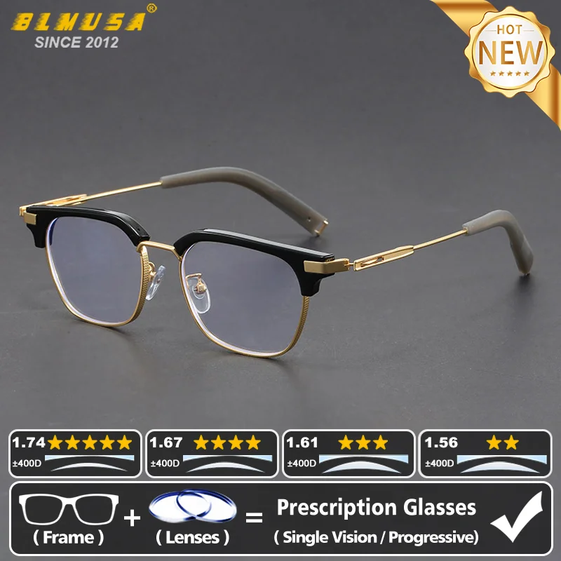

BLMUSA Fashion Progressive Prescription Glasses Men High Quality Square Myopia Eyeware Anti Blue Light Photochromic Eyeglasses