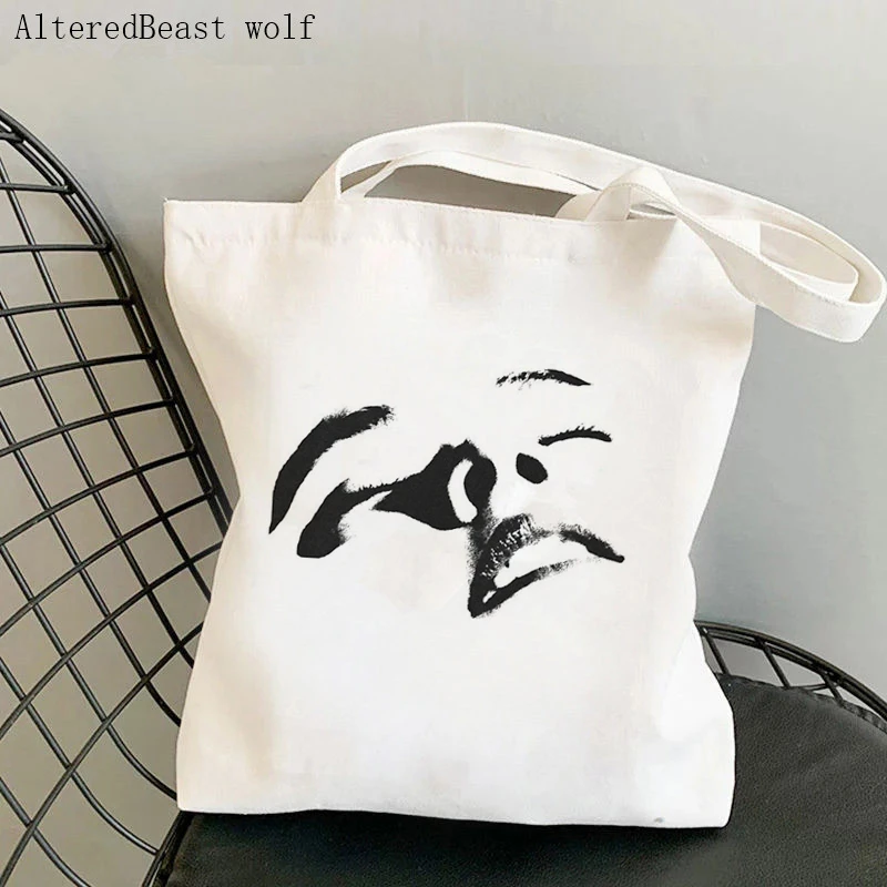 Women Shoulder bag Mitski Merch Mitski Face Printed Bag Harajuku Shopping Canvas Shopper Bag girl handbag Tote Shoulder Lady Bag