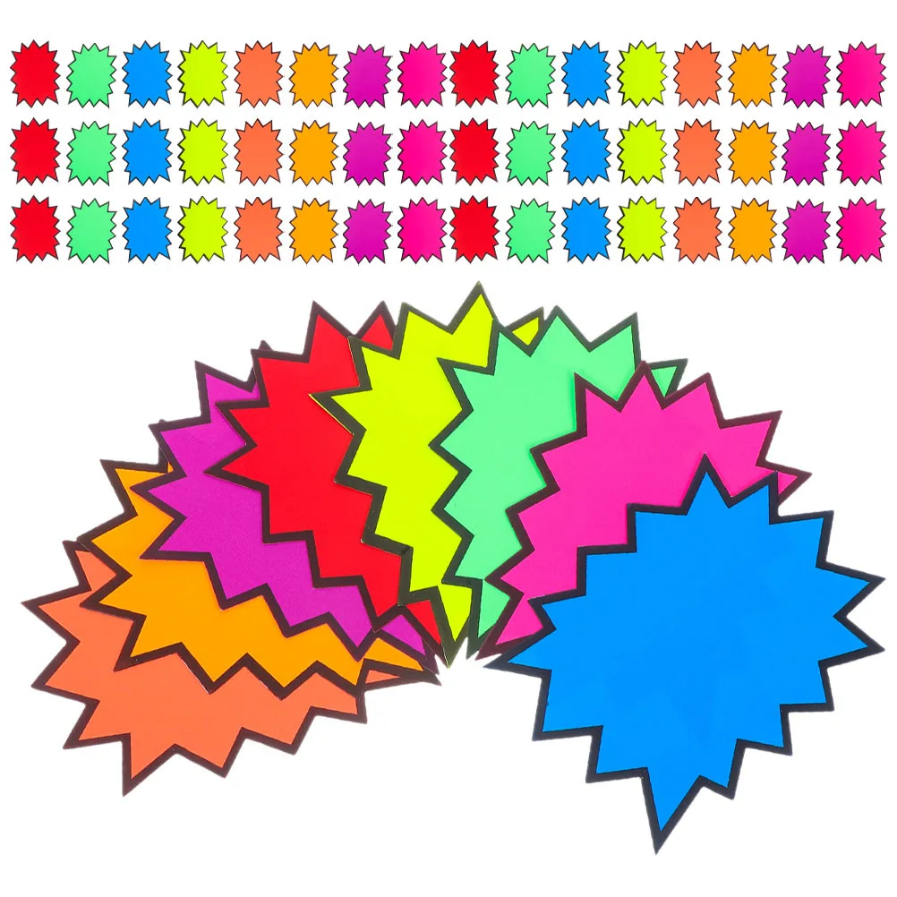 

160Pcs Bright Fluorescent Retail Burst Tags Paper Price Labels Sale Signs for Merchandise Promotions Supermarket