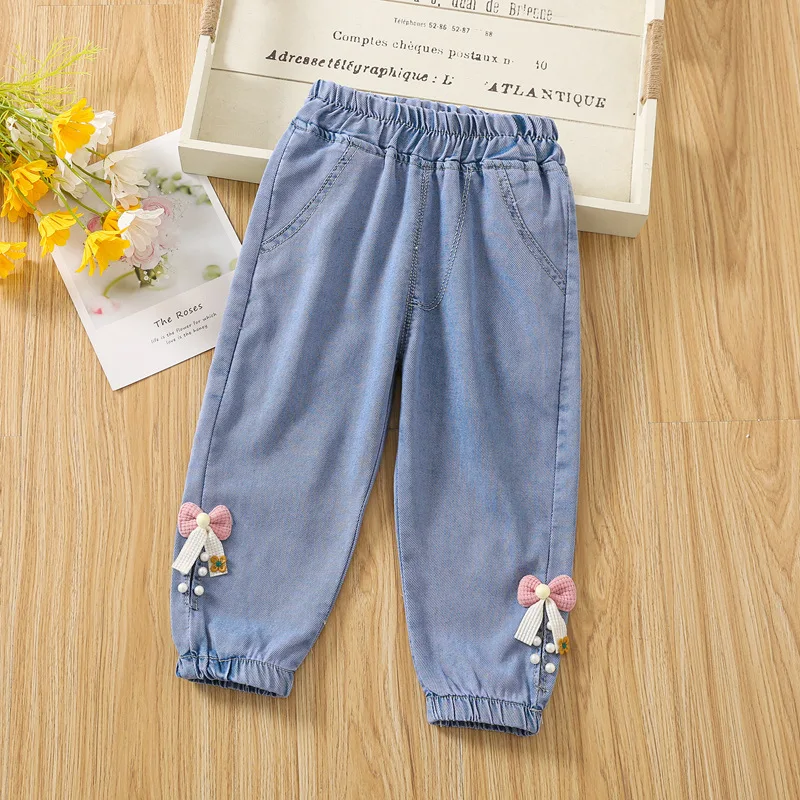 Summer New Baby Girls Boys Anti Mosquito Pants Denim Jean Children\'s Air Conditioning Pants Baby Harem Pants Casual Trousers