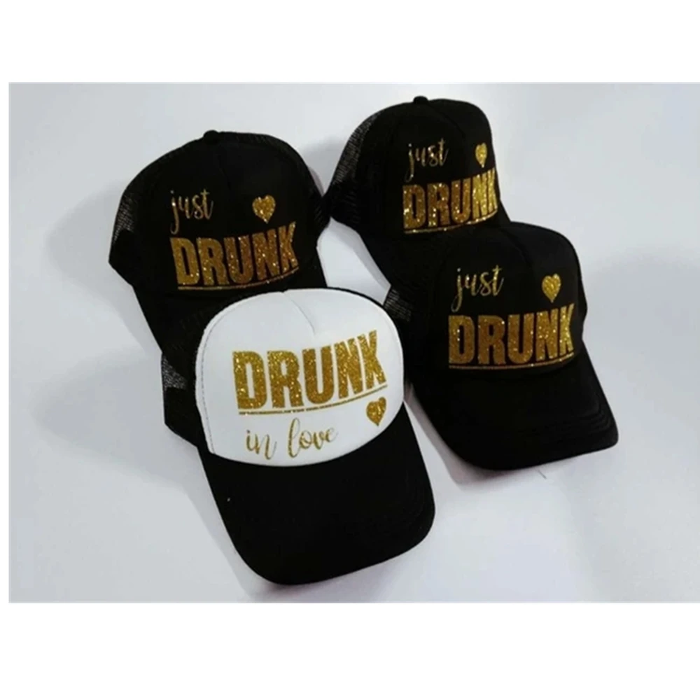 PERSONALIZE glitter Drunk in Love Im just Drunk Bridesmaid Trucker Rapper Caps Hats Bachelorette wedding Party decorations gift