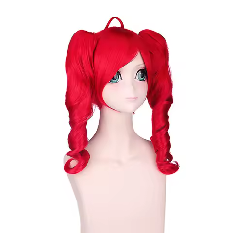 Anime Kasane Teto Cosplay Wig Curly Red Pigtails Heat Resistant Hair Teto wig Long Curly Hair Women Girls Cosplay Halloween Gift