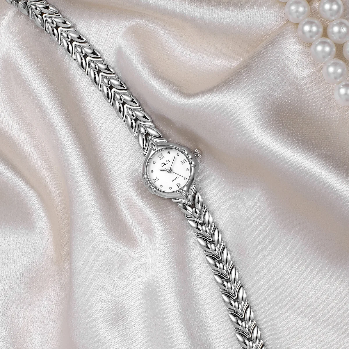 

UTHAI CQ449 Изысканный браслет с пшеничными ушками, женские часы, легкие роскошные кварцевые часы с календарем, водонепроницаемые часы в подарок, часы для женщин